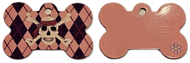 ID-bricka Stort Ben Rosa Dödskale