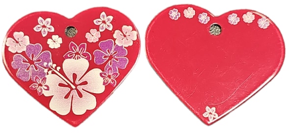 ID-bricka Stort hjärta Rosa Blommor