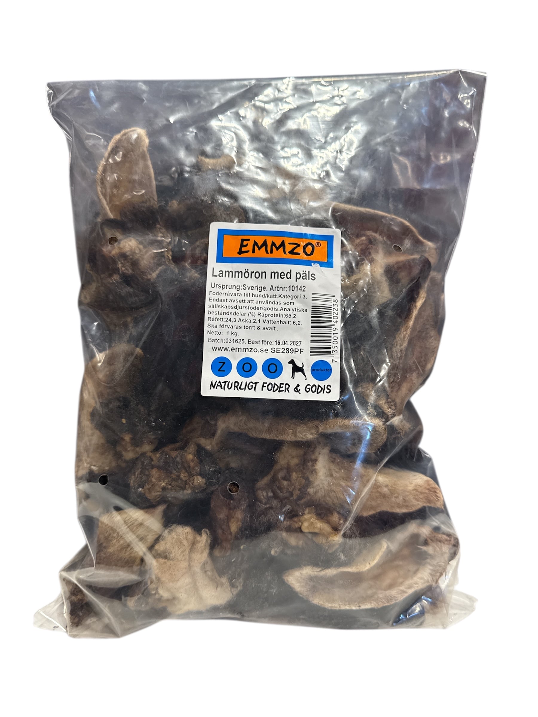 Emmzo Lammöron med päls 1kg (svenska)