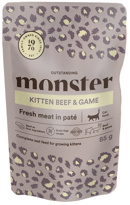 Monster Katt Kitten Våtfoder Nöt/Vilt 85g