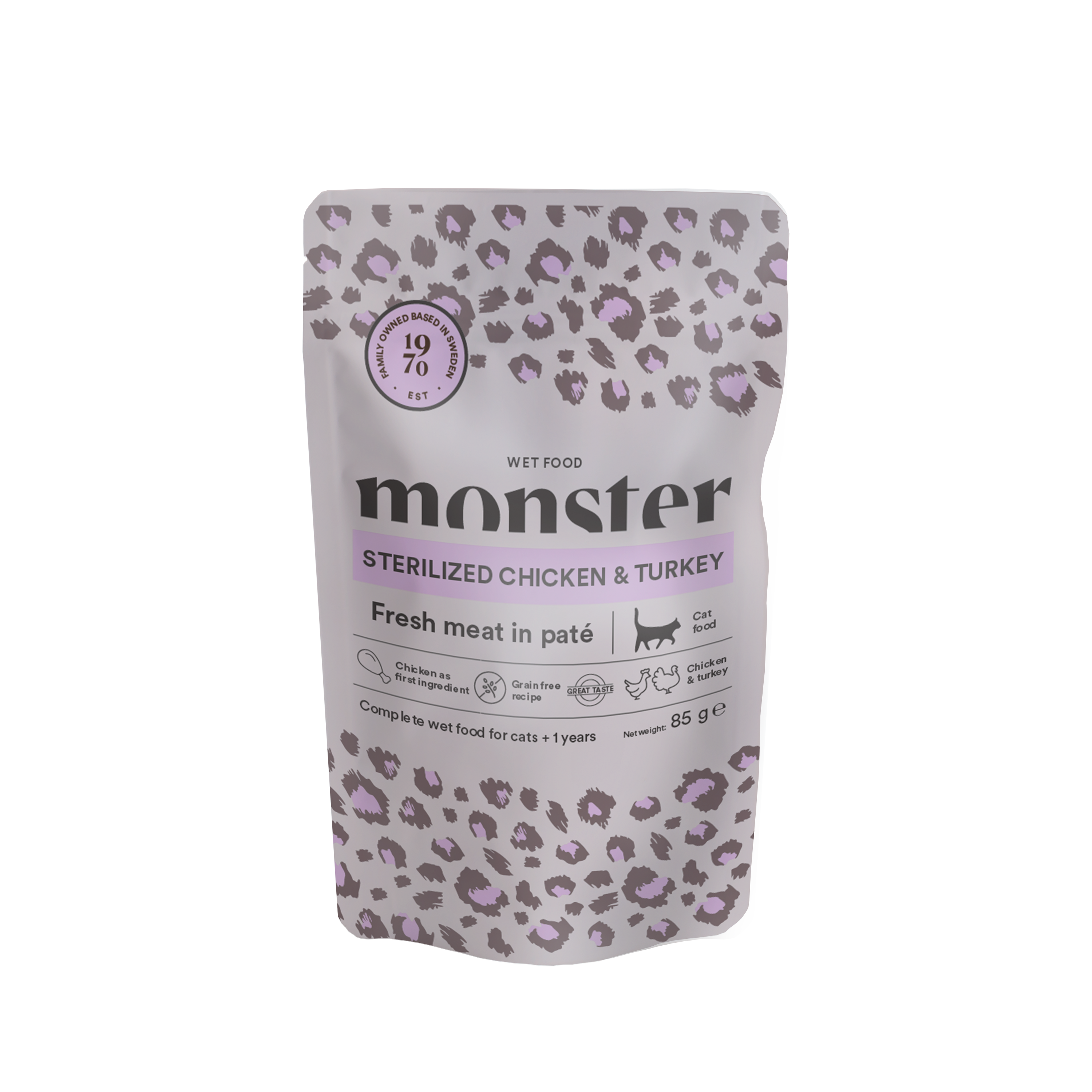 Monster Katt Våtfoder Sterilized Chicken/Turkey 85g