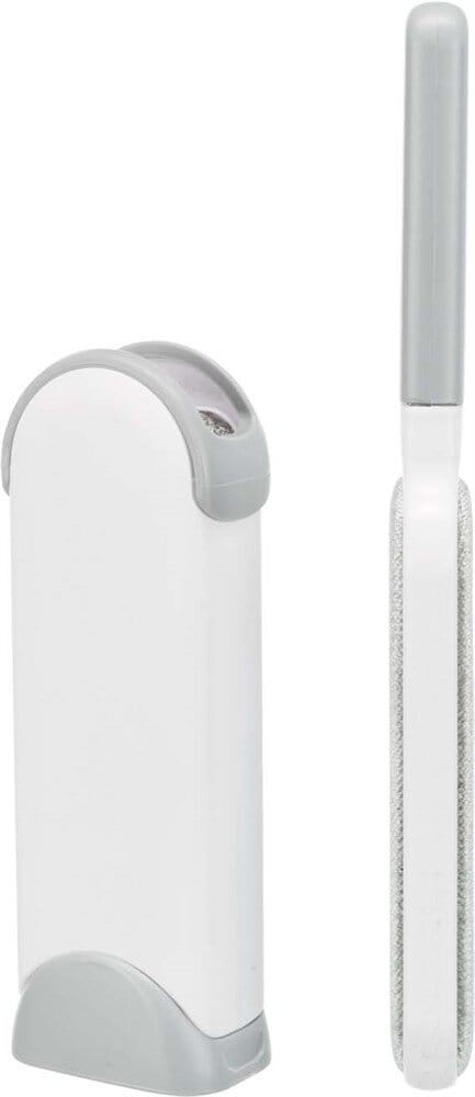 Kläd/textilborste med rensstation 33cm vit/grå