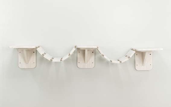 Klättervägg för katt, väggfixeras 150x30cm vit