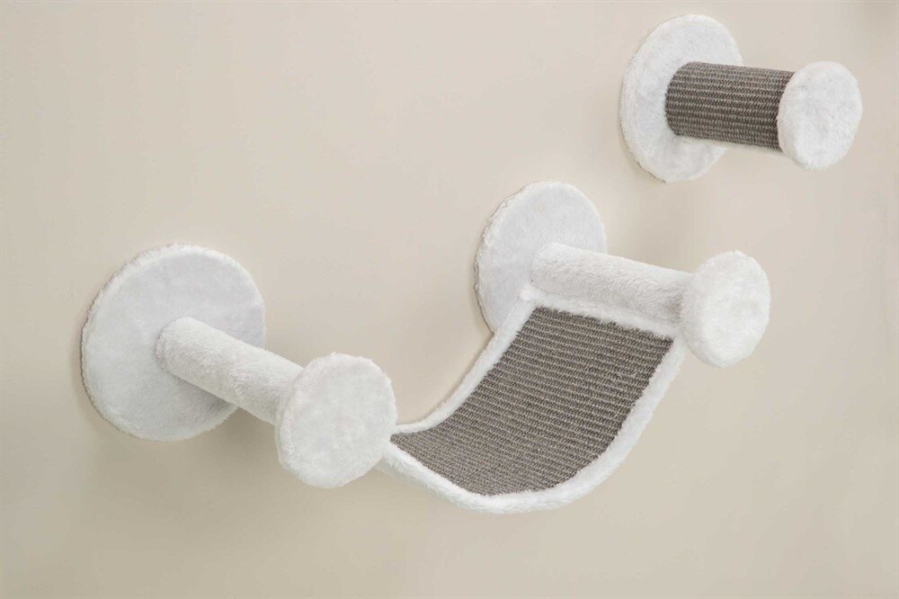 Klätterset för väggmontage plysch 4 delar vit/grå