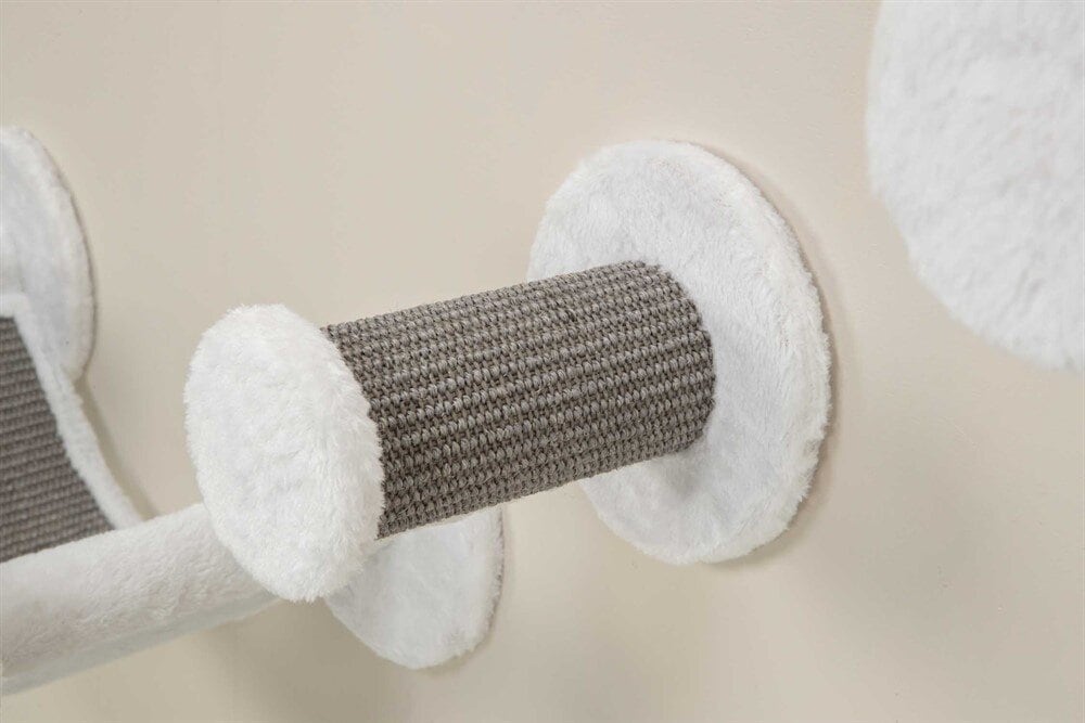 Klätterset för väggmontage plysch 4 delar vit/grå