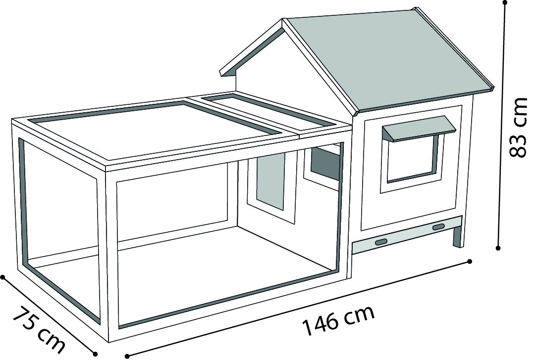 Utomhushage med hus Grace 146x75x83cm