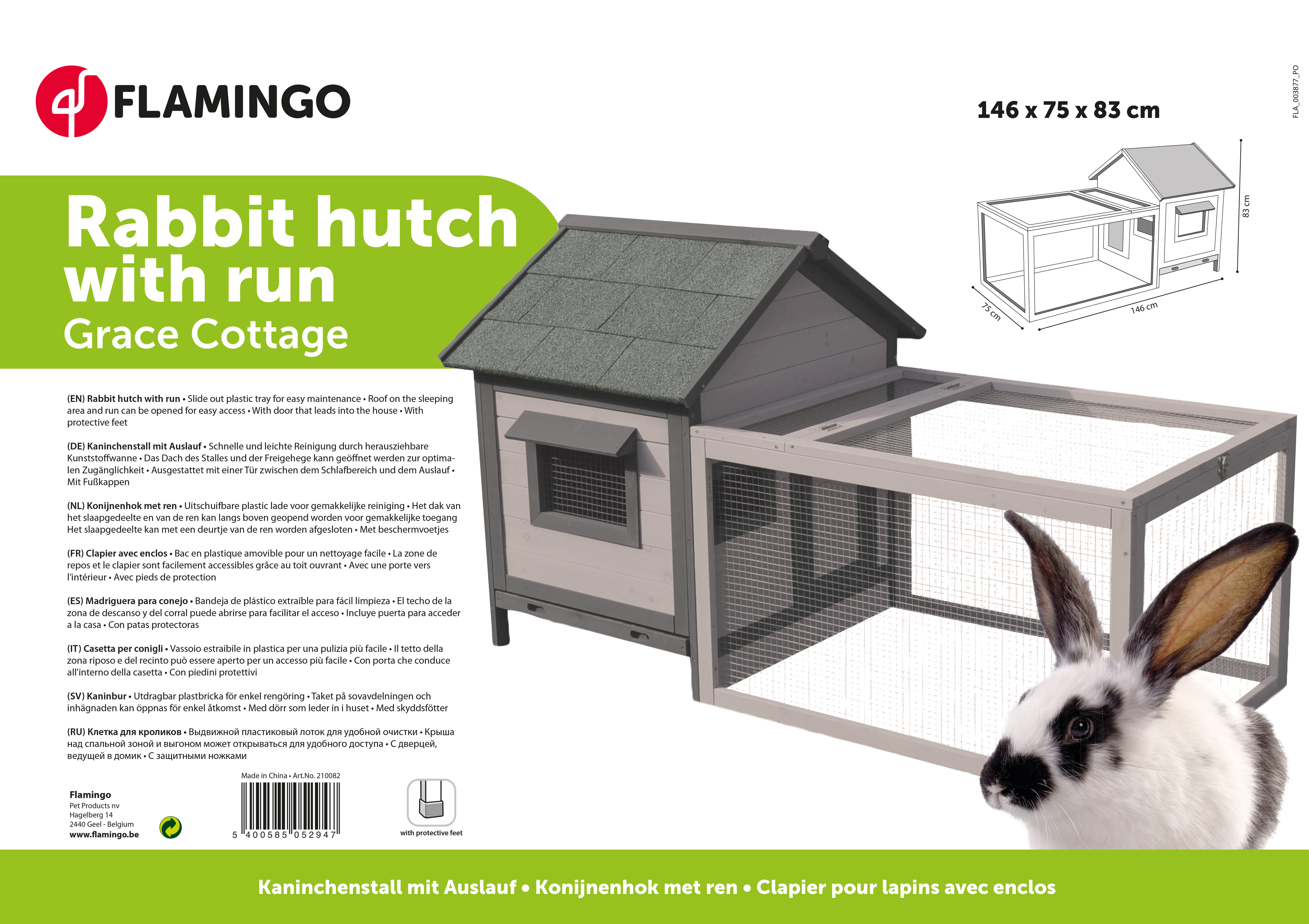 Utomhushage med hus Grace 146x75x83cm