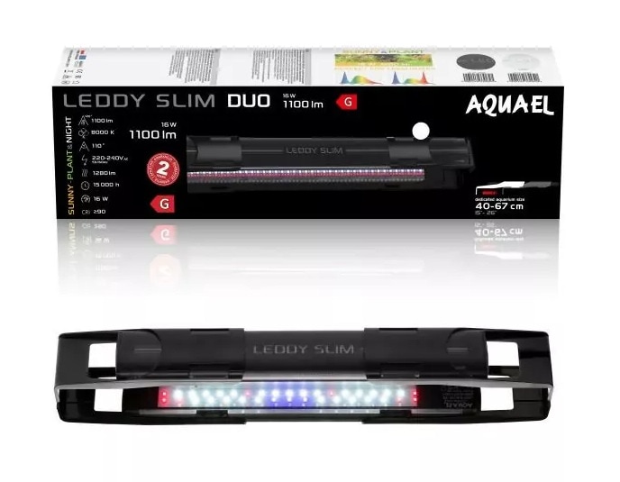 AquaEL LED-belysning Leddy Slim Duo Svart 16W 40-67cm