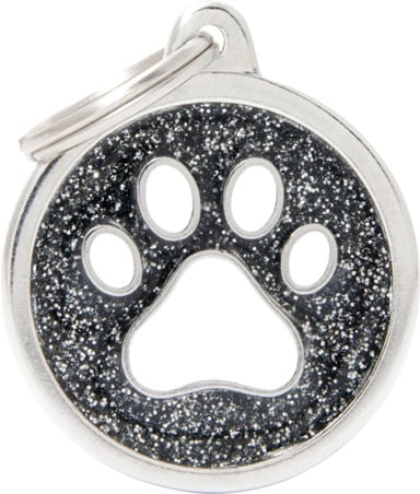 ID-bricka Shine Rund Svart med vit tass