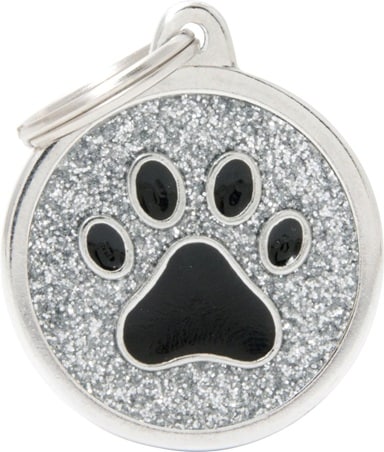 ID-bricka Shine Rund Silver med svart tass