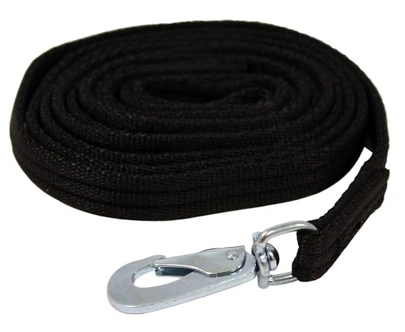 Valkkoppel svart 2m med Karbinhake, 2 bredder