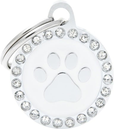 ID-bricka Glam Rund Strass Vit med tass