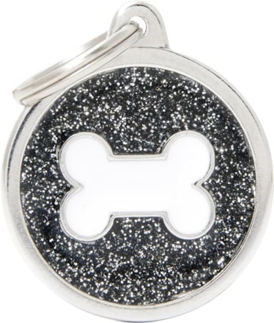 ID-bricka Shine Rund Svart med vitt ben