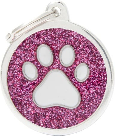 ID-bricka Shine Rund Rosa med vit tass