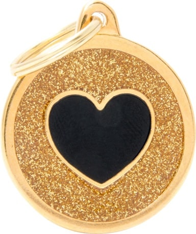ID-bricka Shine Rund Guld med svart hjärta