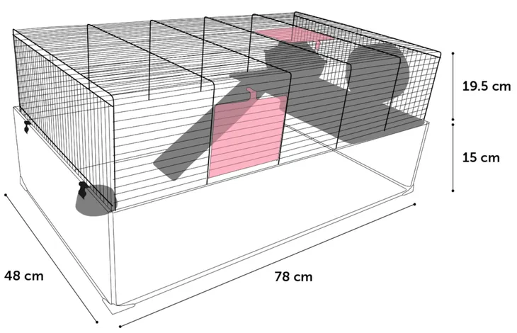 Smådjursbur Vitru 78x48x34,5cm - 2