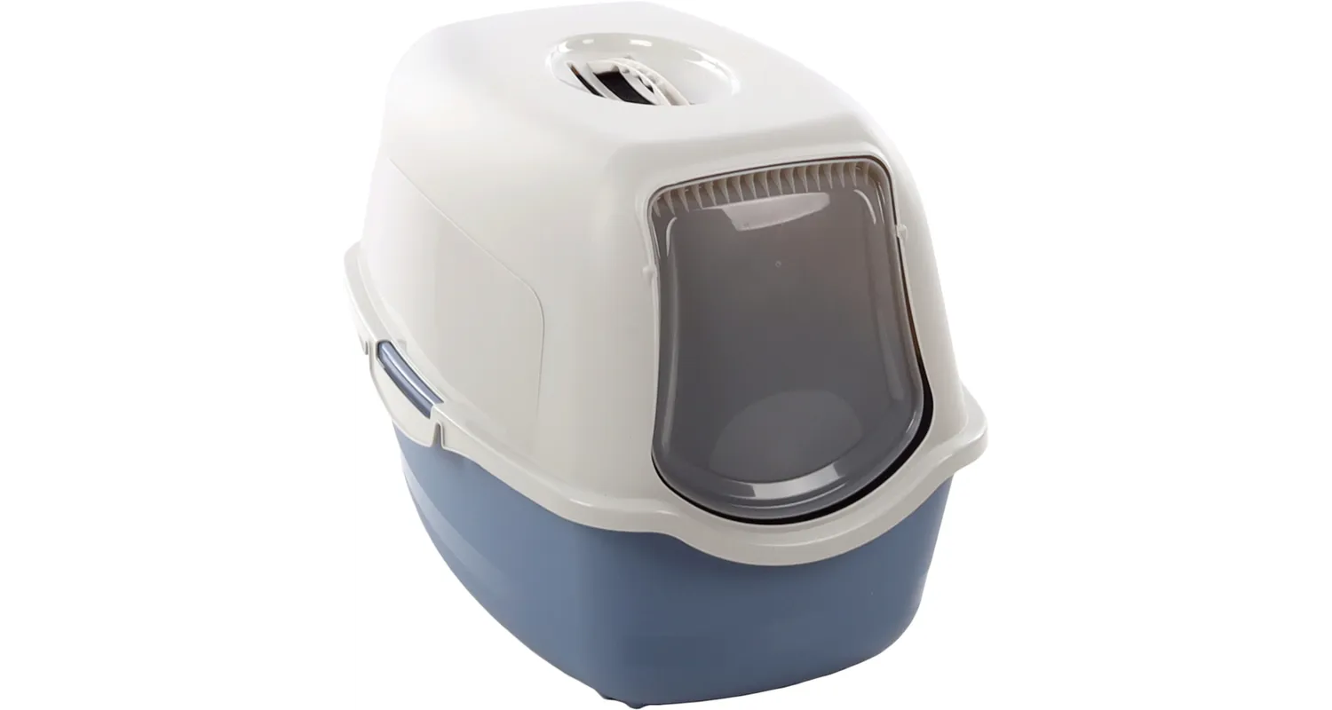 Kattlåda med huv blå 56x39x39cm ECO