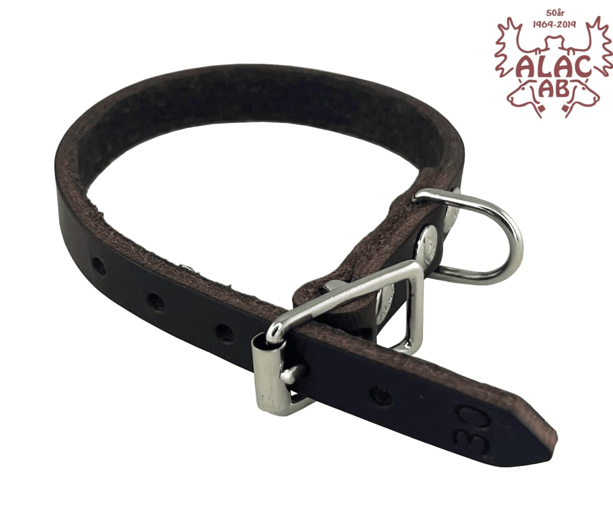 Läderhalsband Brunt 22mm Brett