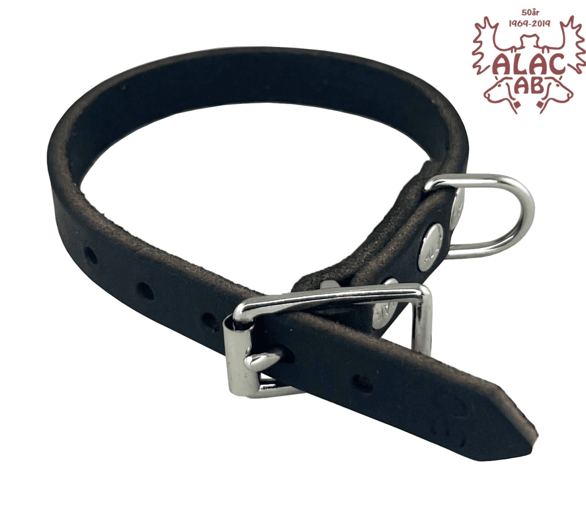 Läderhalsband Svart 22mm Brett