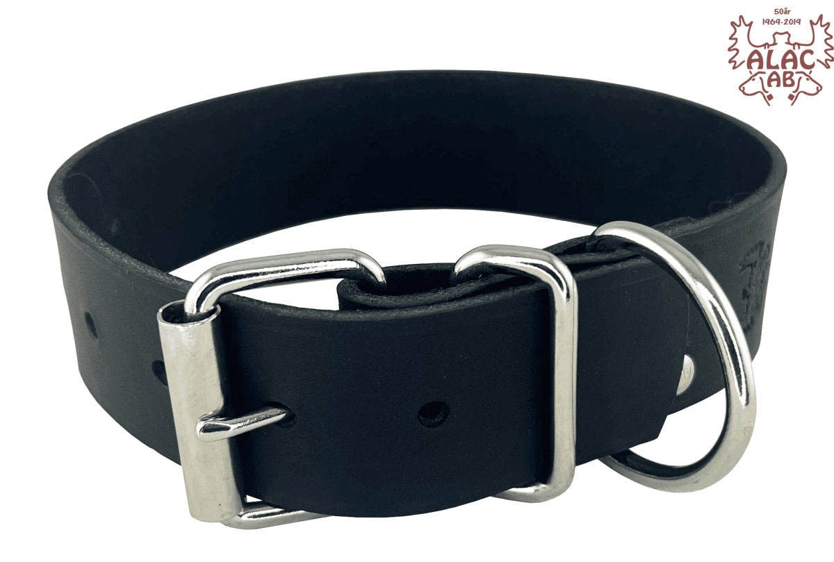 Läderhalsband Svart 40mm Brett