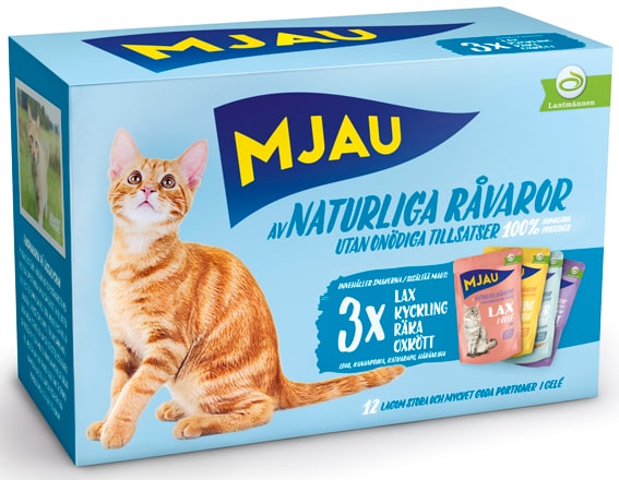 Mjau kött och fisk i gelé multipack 12x85g