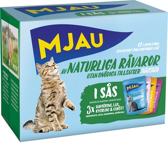 Mjau kött och fisk i sås multipack 12x85g