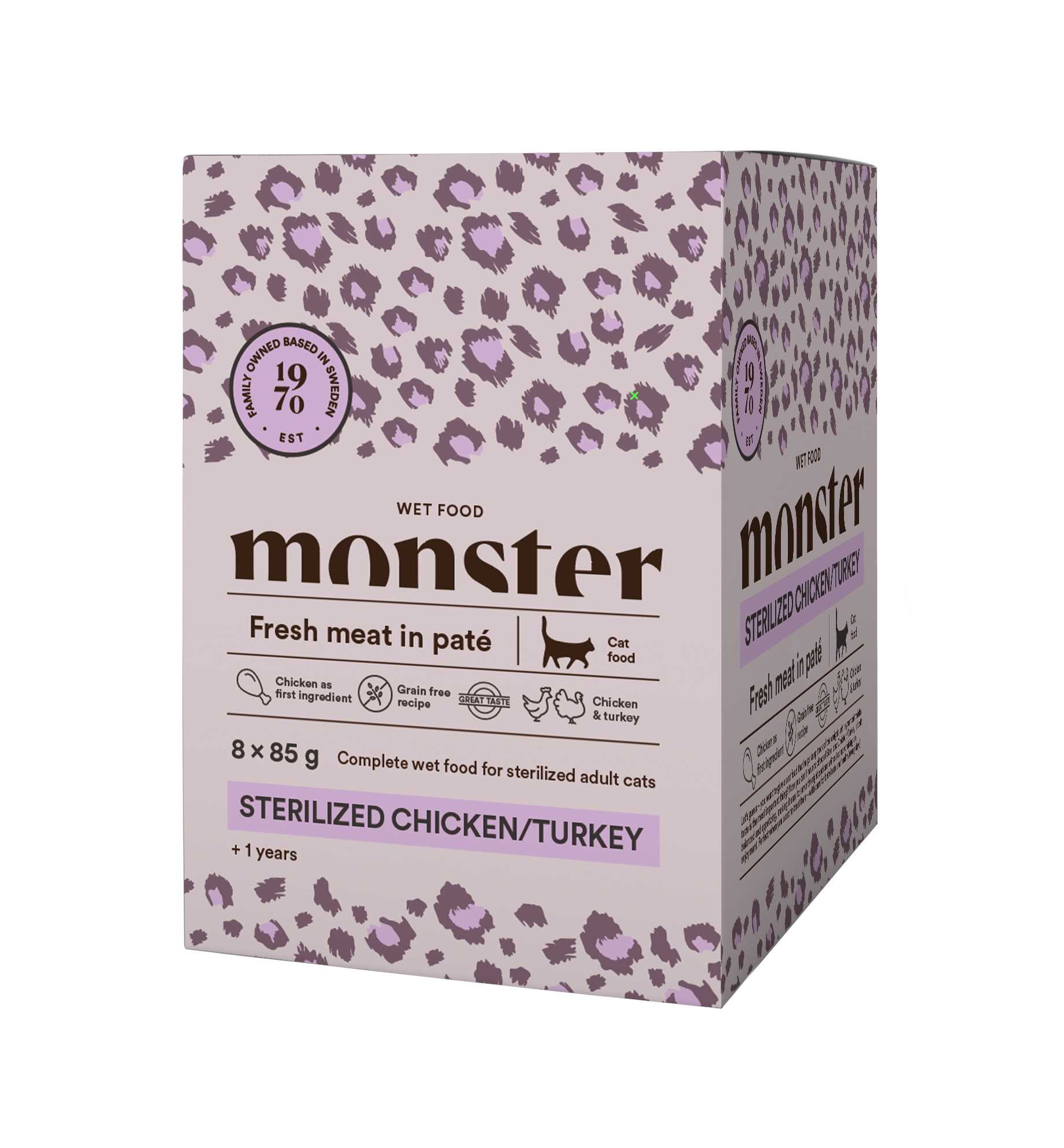 Monster Katt Våtfoder Sterilized Chicken/Turkey 85g 8-Pack