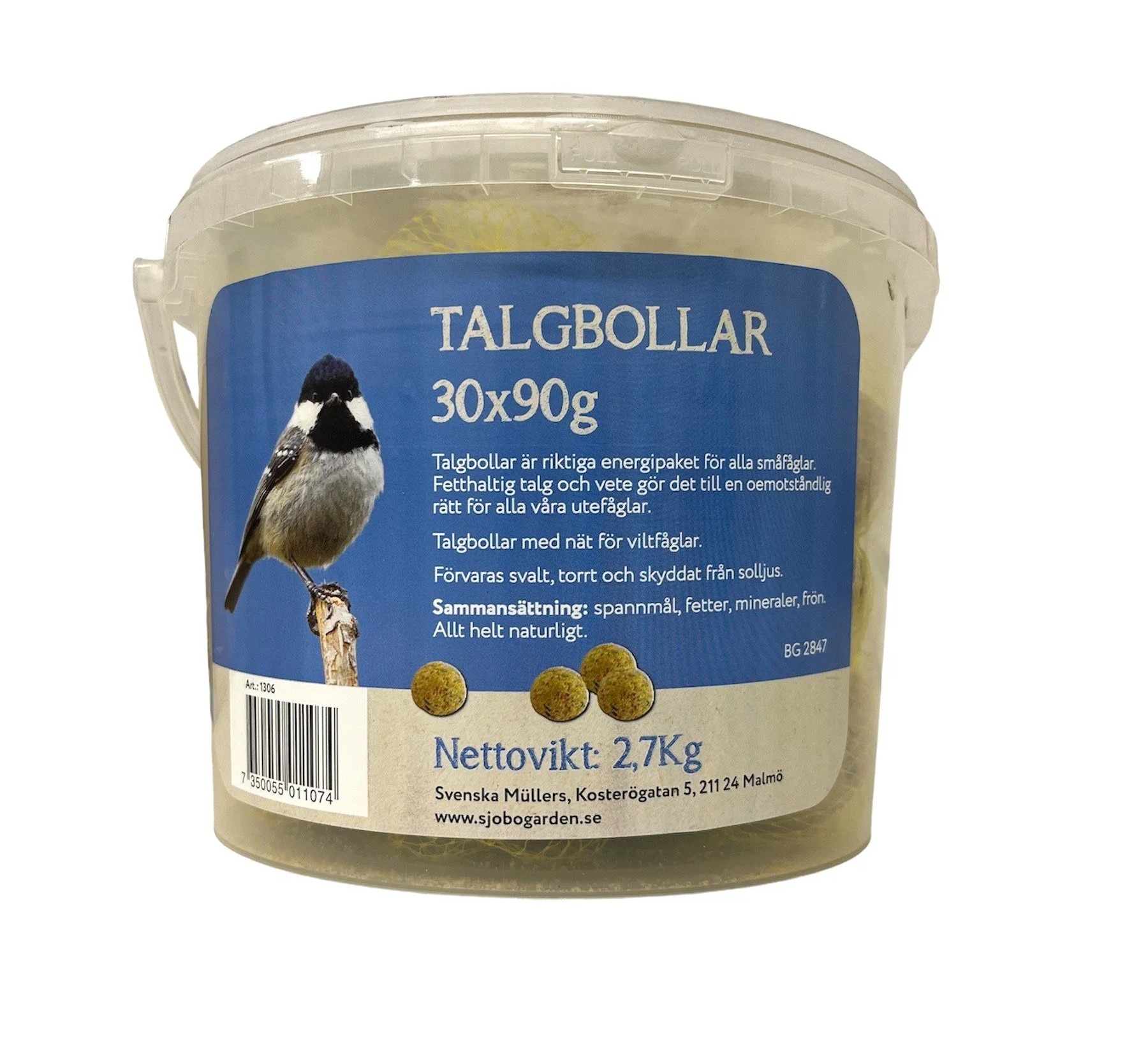 Talgbollar i hink 30x90g