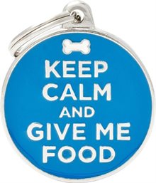 ID-bricka Charms "Keep Calm and Give Me Food" 