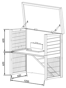 Utebur Ferie dubbel XL 135x70x129cm